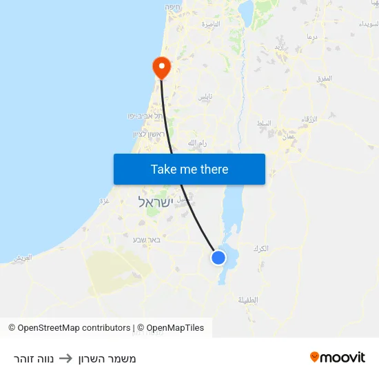נווה זוהר to משמר השרון map