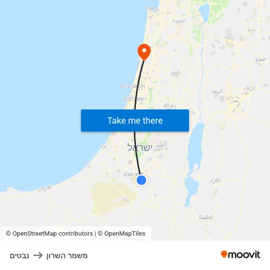 נבטים to משמר השרון map