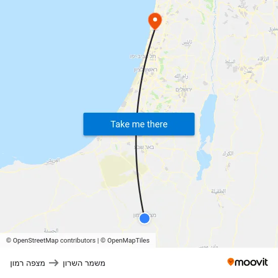 מצפה רמון to משמר השרון map