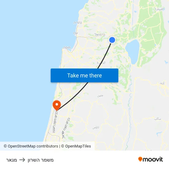 מגאר to משמר השרון map