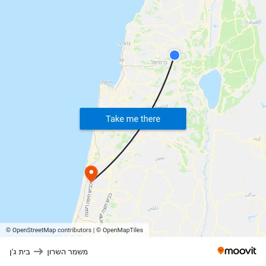 בית ג'ן to משמר השרון map