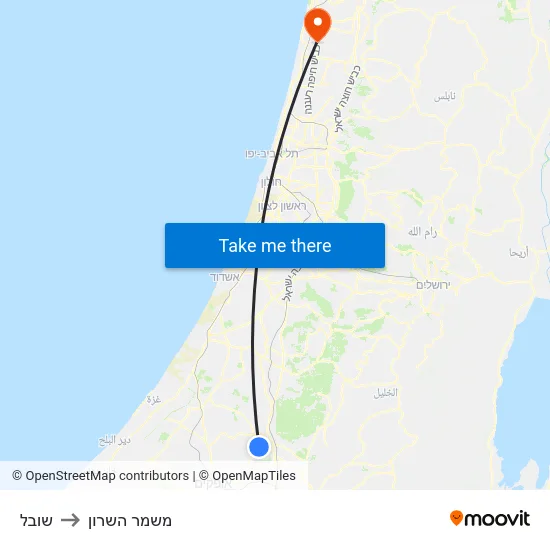 שובל to משמר השרון map