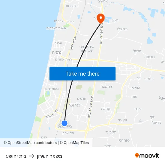 בית יהושע to משמר השרון map