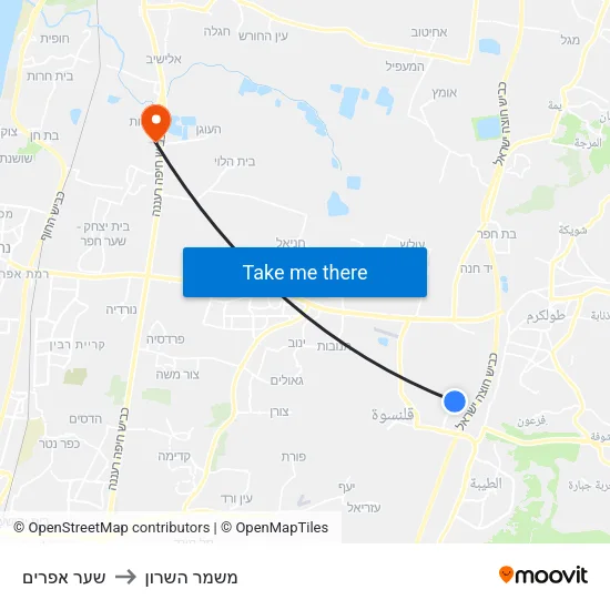 שער אפרים to משמר השרון map