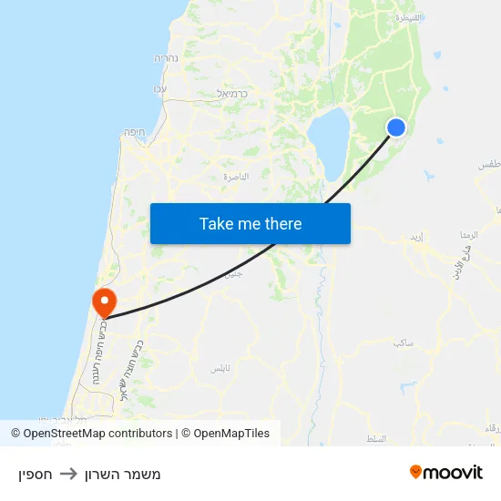 חספין to משמר השרון map