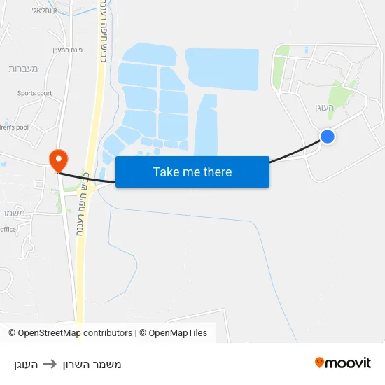 העוגן to משמר השרון map