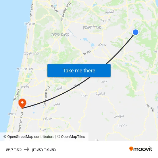 כפר קיש to משמר השרון map