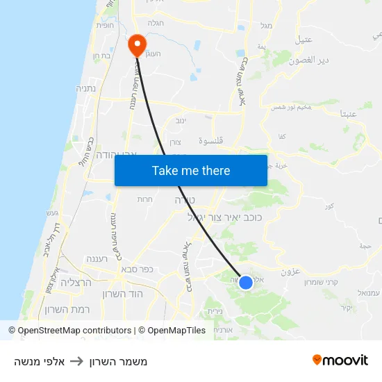 אלפי מנשה to משמר השרון map