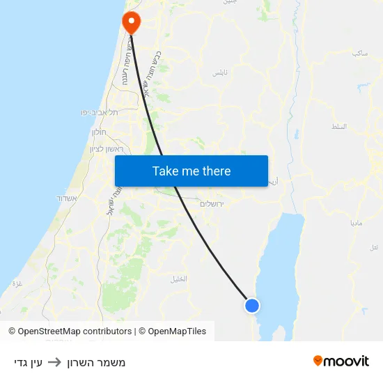 עין גדי to משמר השרון map