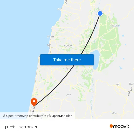 דן to משמר השרון map