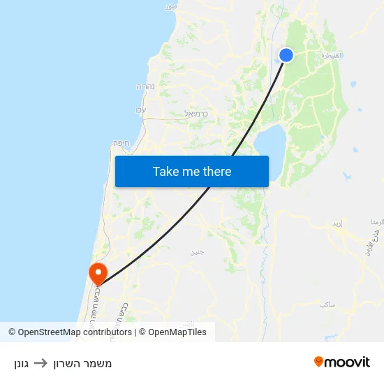 גונן to משמר השרון map