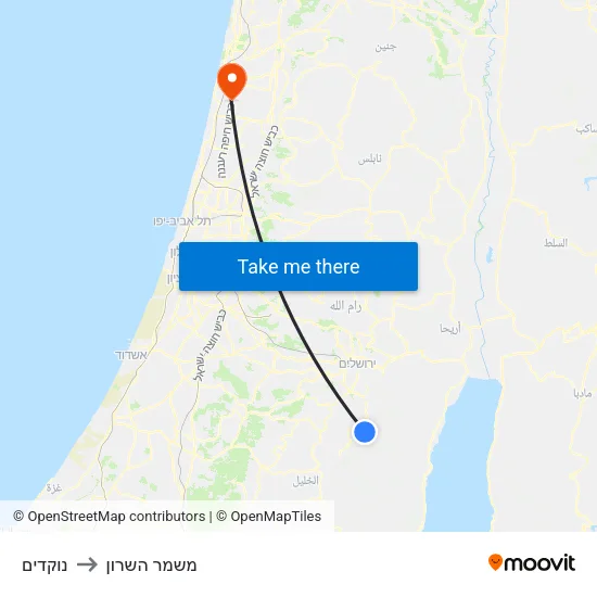 נוקדים to משמר השרון map
