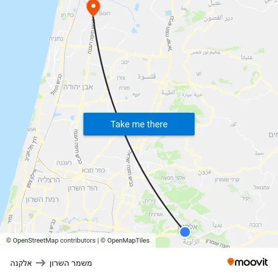 אלקנה to משמר השרון map