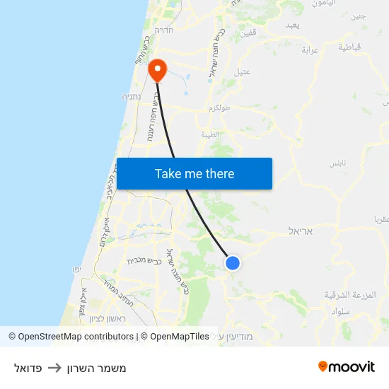 פדואל to משמר השרון map