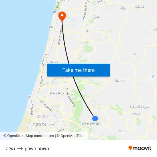 נעלה to משמר השרון map