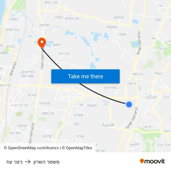 ניצני עוז to משמר השרון map