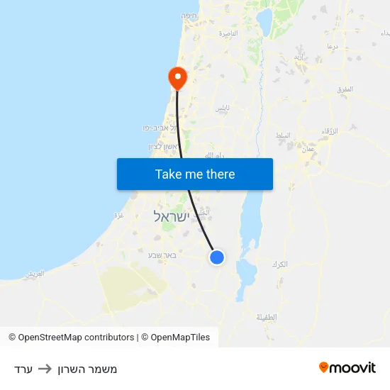 ערד to משמר השרון map