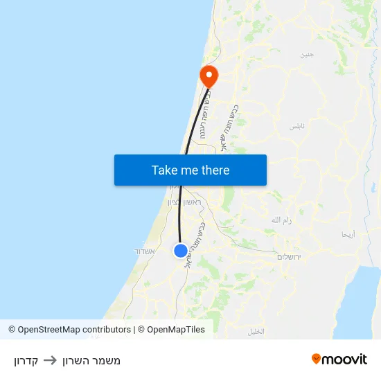 קדרון to משמר השרון map