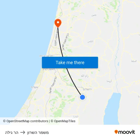 הר גילה to משמר השרון map