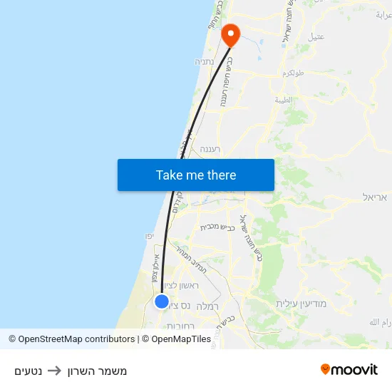 נטעים to משמר השרון map