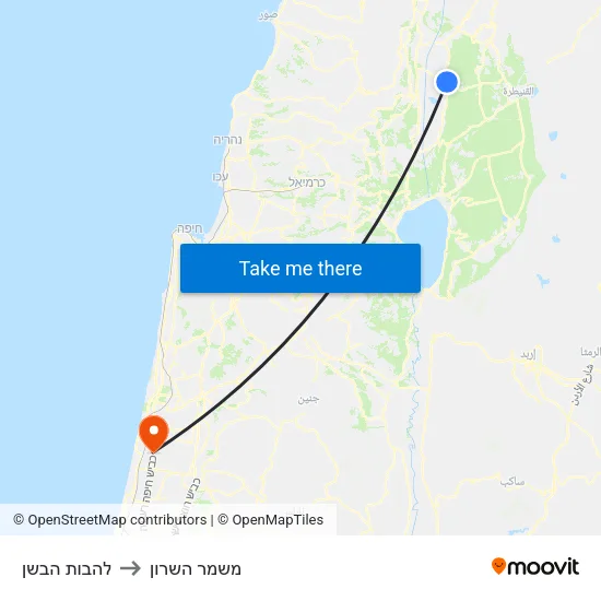 להבות הבשן to משמר השרון map