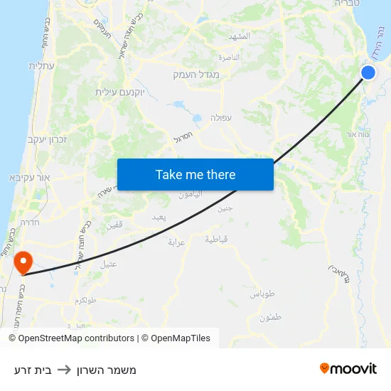בית זרע to משמר השרון map
