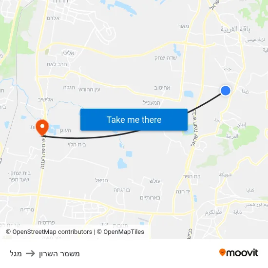 מגל to משמר השרון map