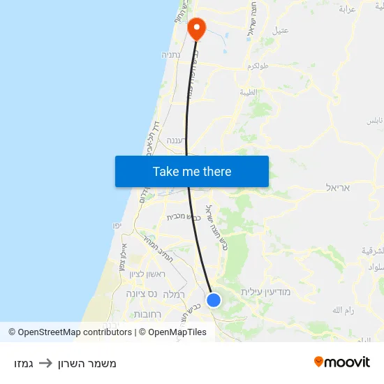 גמזו to משמר השרון map
