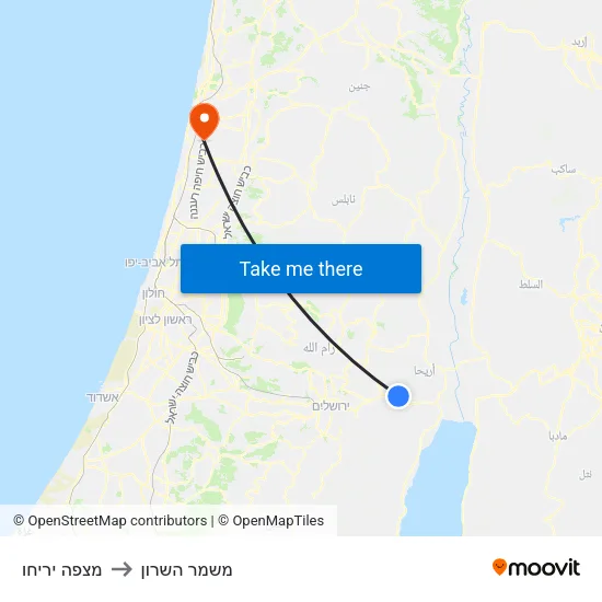 מצפה יריחו to משמר השרון map