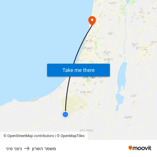 ניצני סיני to משמר השרון map