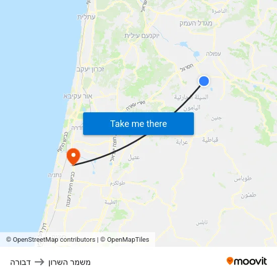 דבורה to משמר השרון map