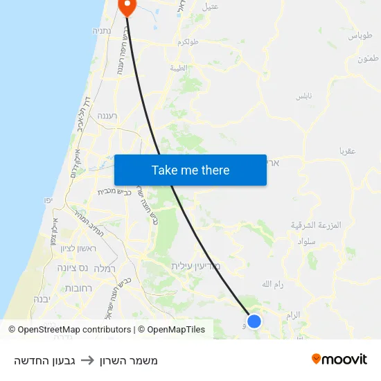 גבעון החדשה to משמר השרון map