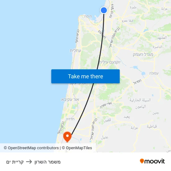 קריית ים to משמר השרון map