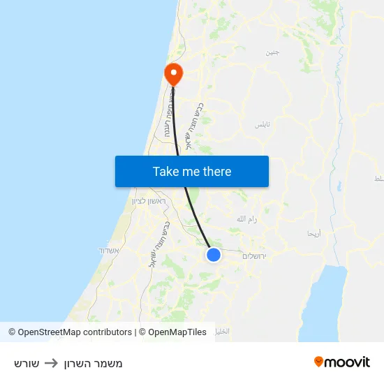 שורש to משמר השרון map