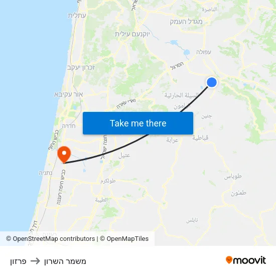 פרזון to משמר השרון map