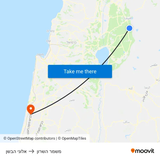 אלוני הבשן to משמר השרון map