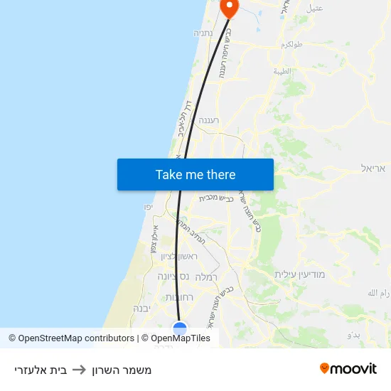 בית אלעזרי to משמר השרון map