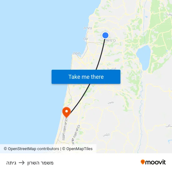 גיתה to משמר השרון map