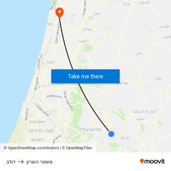 דולב to משמר השרון map