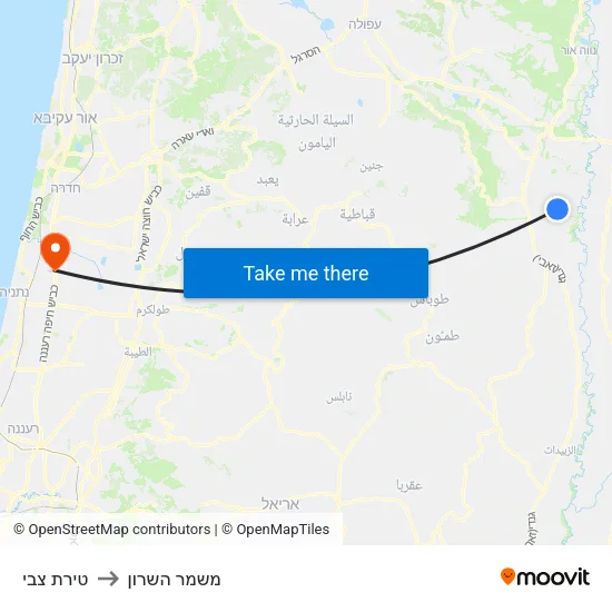 טירת צבי to משמר השרון map