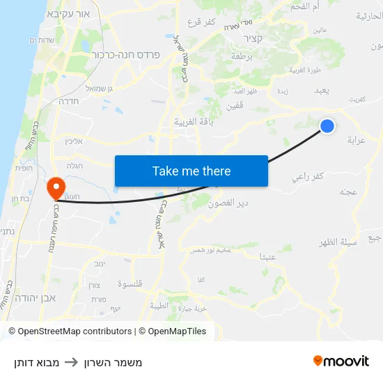 מבוא דותן to משמר השרון map