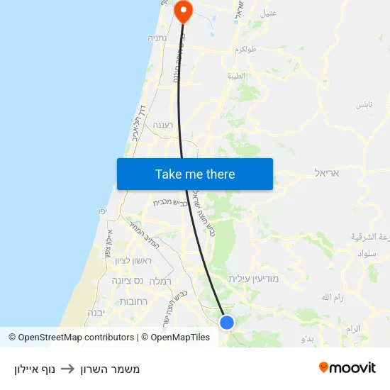 נוף איילון to משמר השרון map