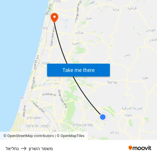 נחליאל to משמר השרון map