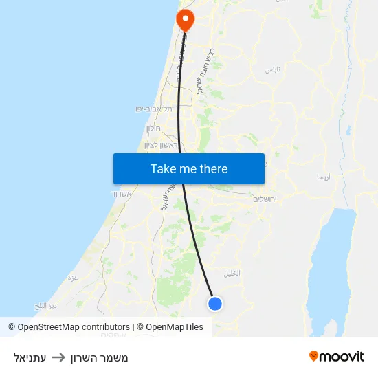 עתניאל to משמר השרון map