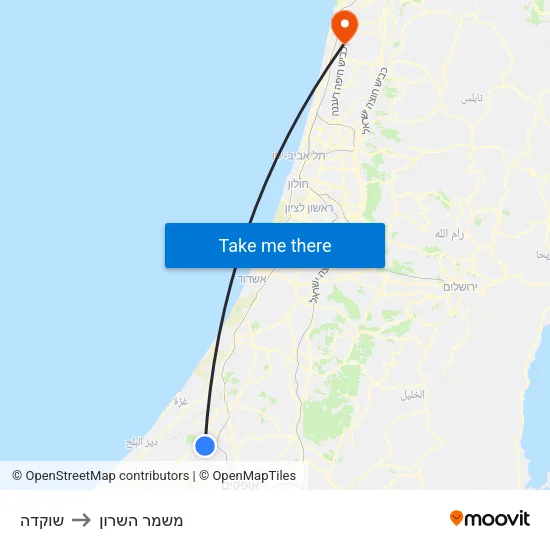 שוקדה to משמר השרון map