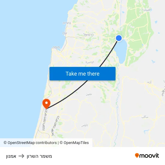 אמנון to משמר השרון map