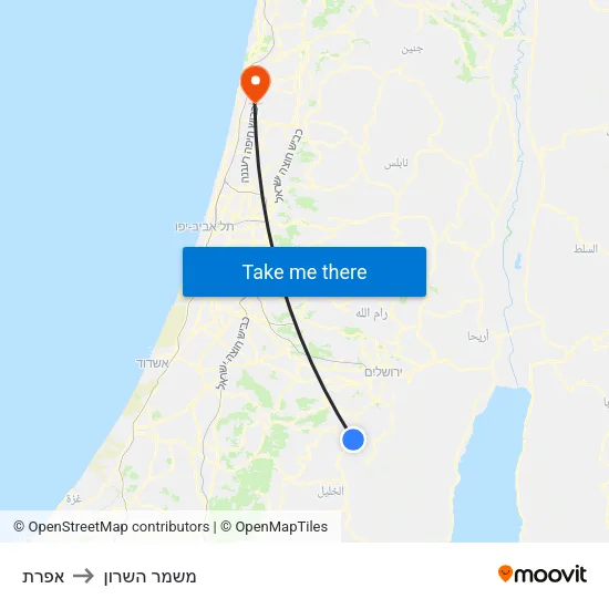 אפרת to משמר השרון map