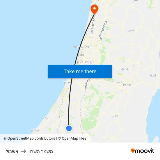 אשבול to משמר השרון map