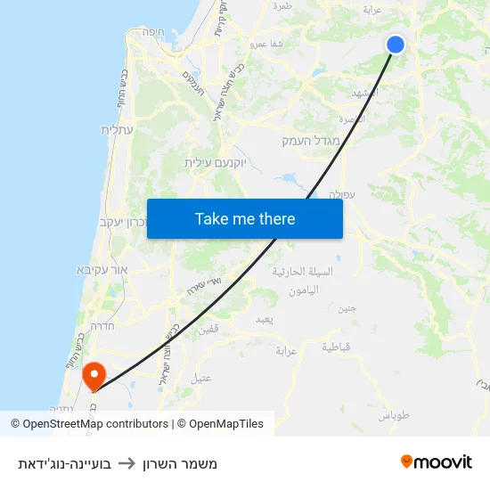 בועיינה-נוג'ידאת to משמר השרון map