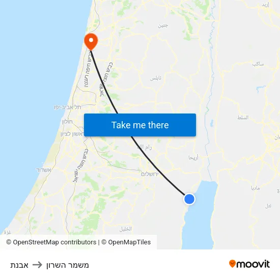 אבנת to משמר השרון map
